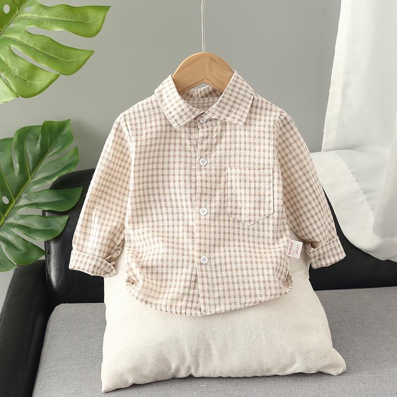 ST38 Size80-120 (6-25kg) Áo sơ mi bé trai áo dài tay cho bé 100% cotton Thời trang trẻ Em hàng quảng châu