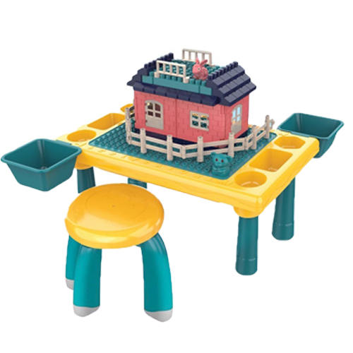 Bàn lắp ghép lego đa năng kèm ghế cho bé