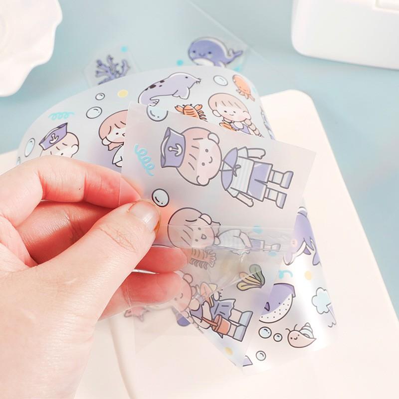 Washi tape chiết lẻ chu kỳ từ cuộn sticker cute rộng 6cm dán sổ mũ bảo hiểm trang trí sổ tay dạng trong chống nước ST10