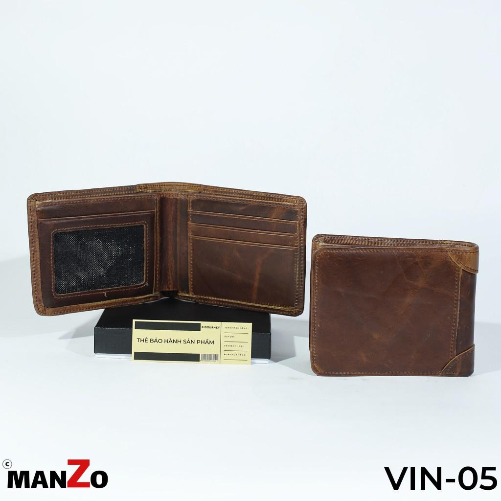 Ví da thật dáng ngang cho nam MANZO VIN-05 màu vàng nam tính