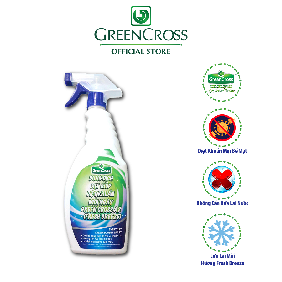 GREEN CROSS PROTECT - Combo 8 chai chai Dung Dịch Sát Khuẩn Tay Nhanh GREEN CROSS PROTECT dung tích 500ml/chai TẶNG KÈM 2 chai GREEN CROSS A2 500ml