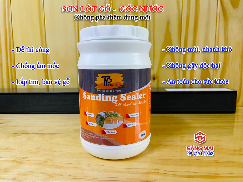 Sơn lót gỗ( Hộp 1kg ) - Sơn lau gỗ gốc nước: dễ sử dụng, không độc hại, an toàn cho sức khoẻ