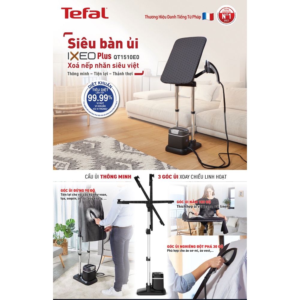 Bàn ủi hơi nước đứng Tefal IXEO Plus QT1510E0- 2980W - Hàng chính hãng