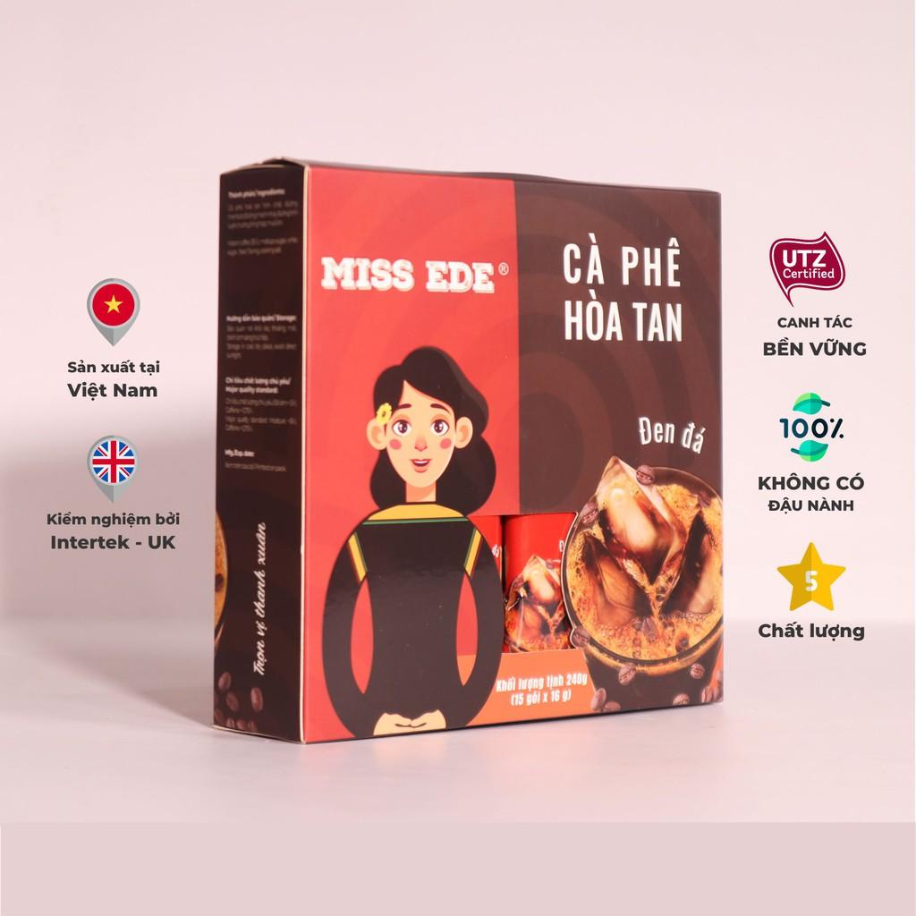 Cà phê hoà tan Đen đá MISS EDE - 240g: 15 x 16 g (có đường) - Siêu mạnh với tỷ lệ cà phê hoà tan tới 35%
