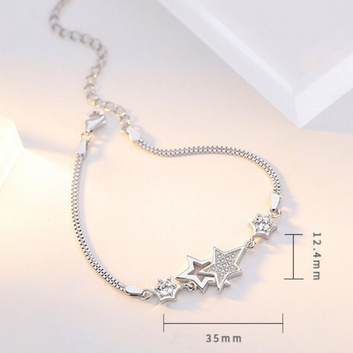 Lắc Tay Bạc Nữ 925 hình ngôi sao yêu thương