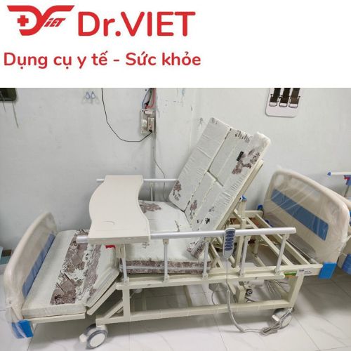 Giường y tế đa năng điện cơ Lucass GB-T5D [Chính hãng] - Nâng chân nâng lưng, nâng đầu, có bàn ăn, chậu gội đầu, bô vệ sinh