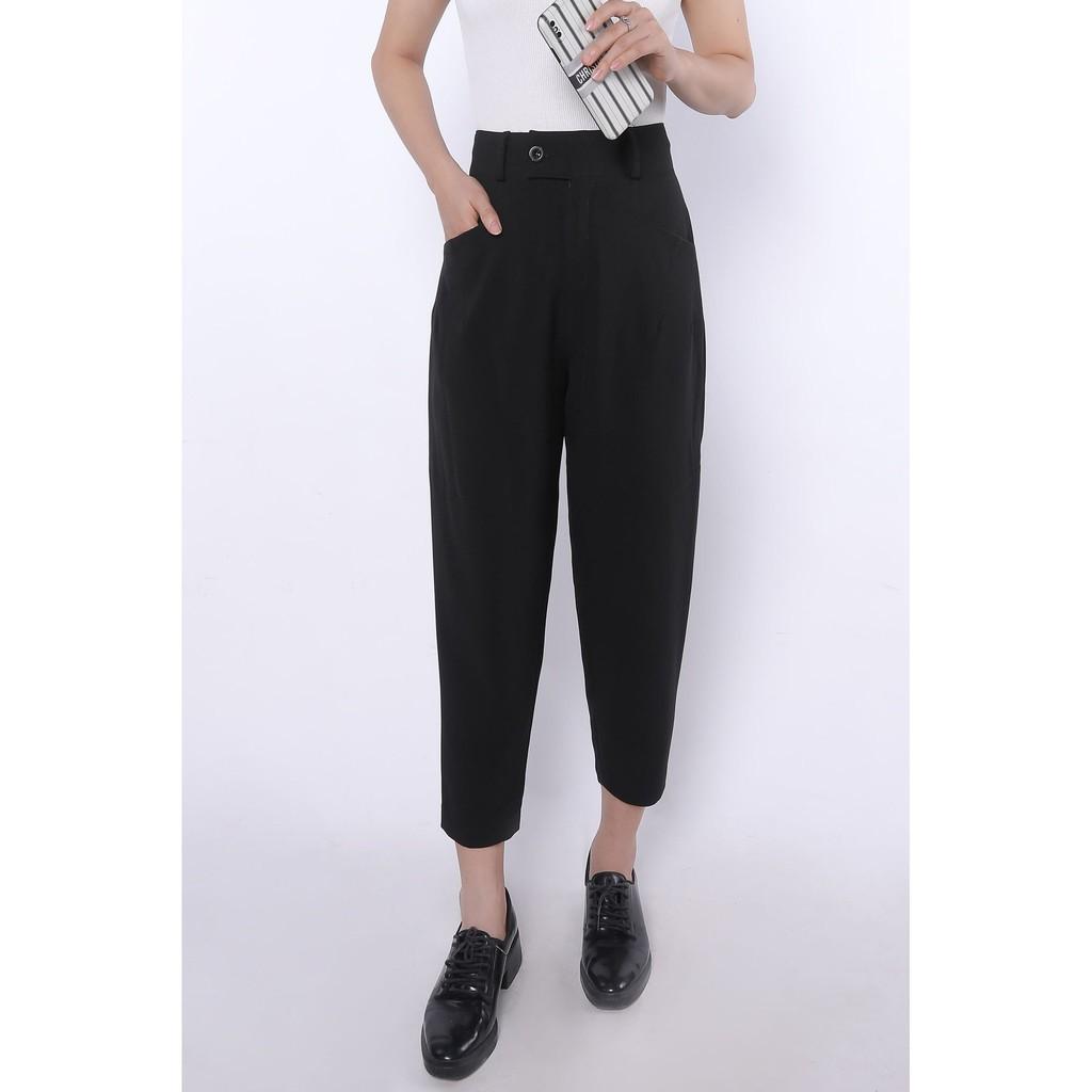 Quần cạp cao dáng thụng một khuy . Quần tây công sở gấu love TK FASHION - QK423