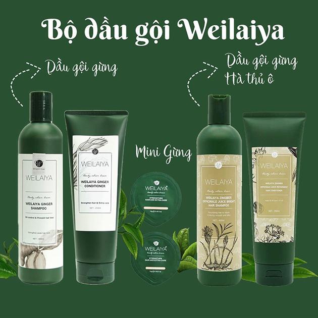 HÀNG NHẬP KHẨU - Cặp dầu gội xả tóc thảo dược Weilaiya Gừng+Hà Thủ Ô giúp dưỡng đen và kích thích mọc tóc ngăn rụng tóc