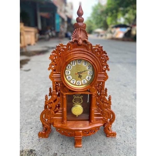 Đồng hồ để bàn phòng khách gỗ hương cao 71cm