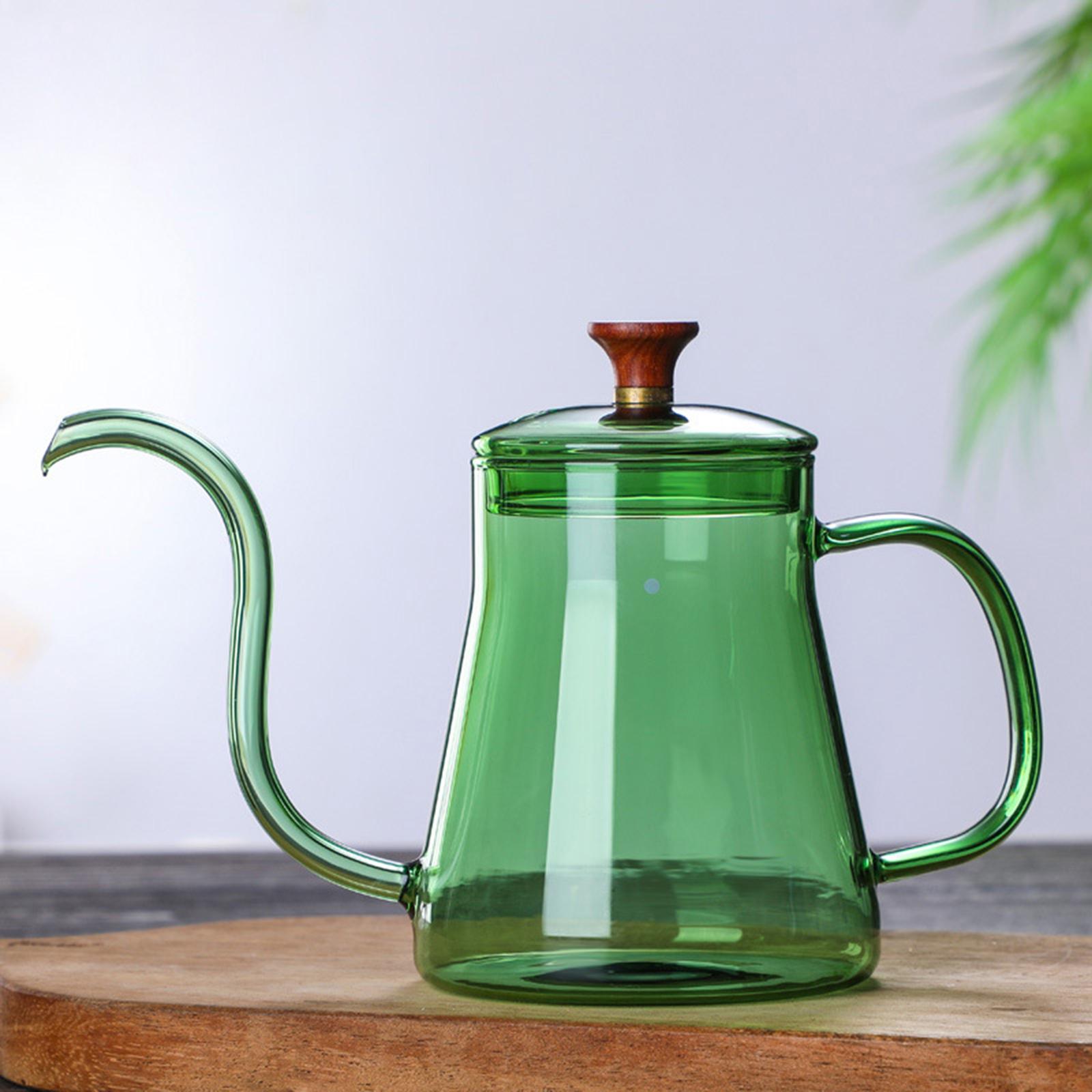Glass Tea Pour Over Kettle Premium Grade with Lid for Drip Coffee Hand-Made Coffee and Tea Brewing