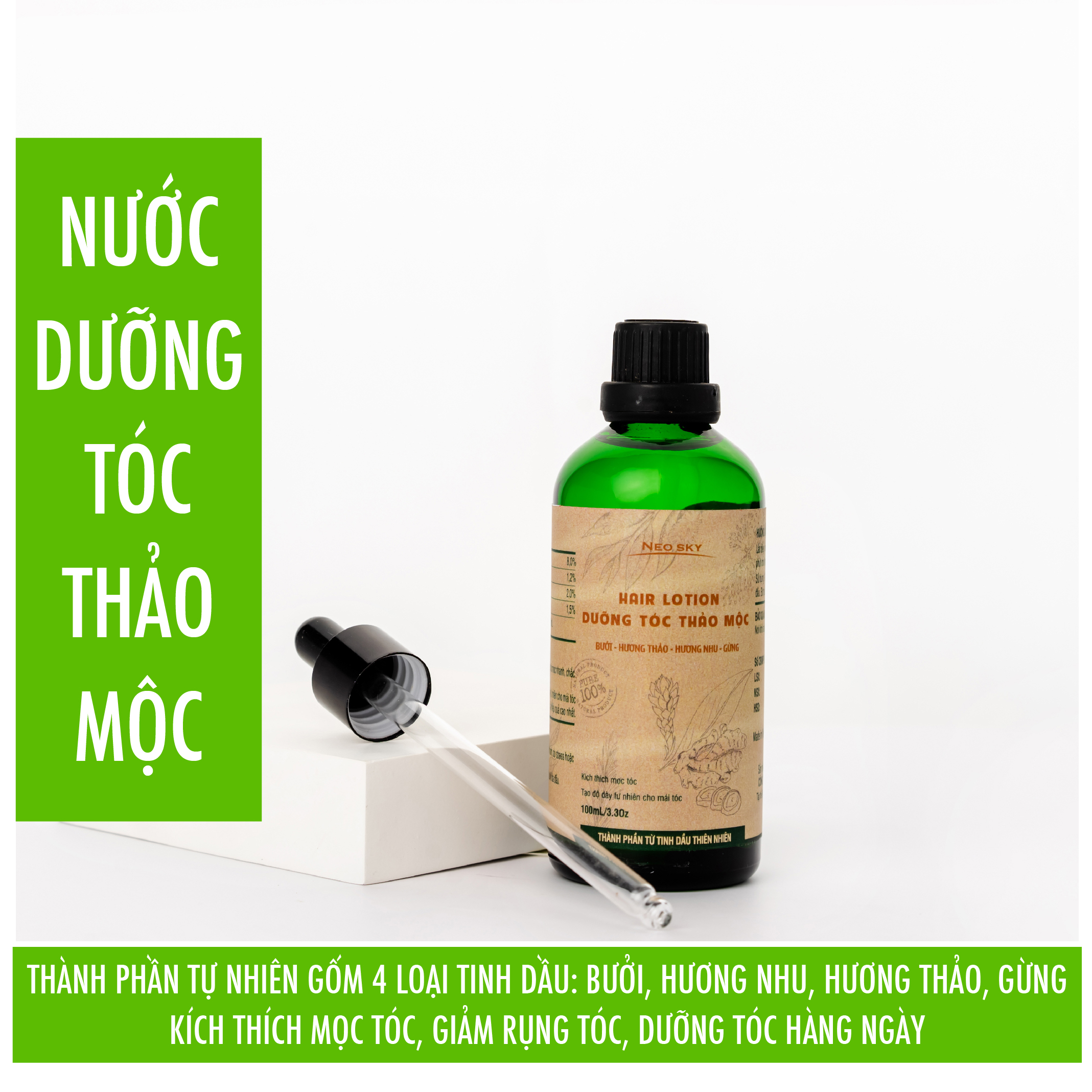 Nước dưỡng tóc thảo mộc NeoSky 100ml- Tạo độ dày tự nhiên cho mái tóc, giúp tóc giảm gãy rụng, khô xơ