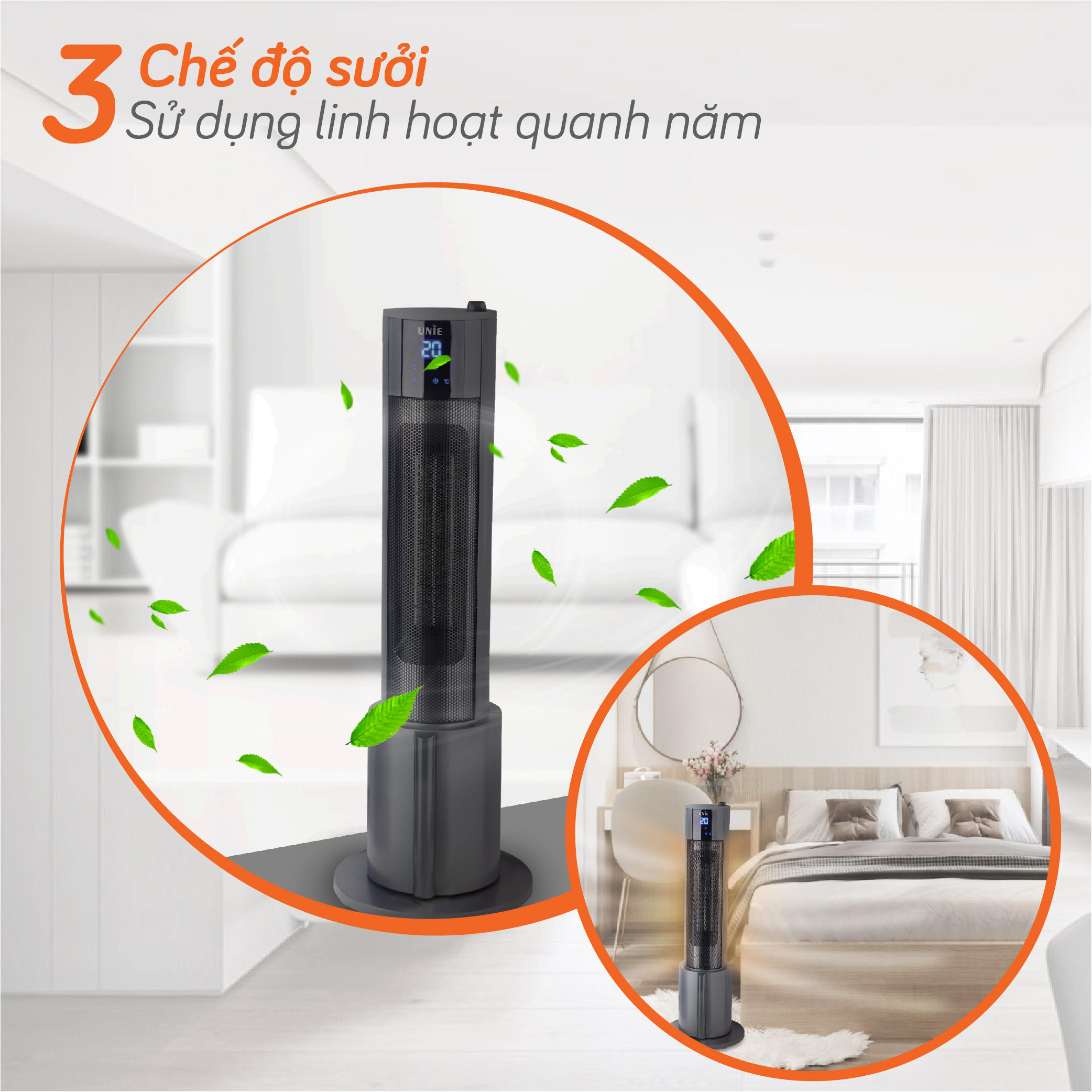 Máy sưởi gốm Unie UE-129 - Hàng chính hãng