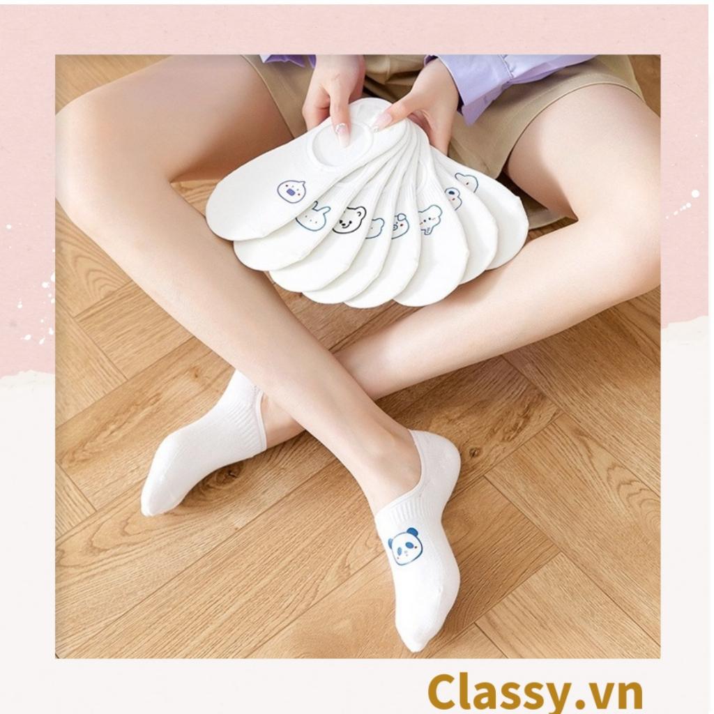 Tất nữ Classy vớ nữ cotton màu trắng mix họa tiết cute Hàn Quốc G1388