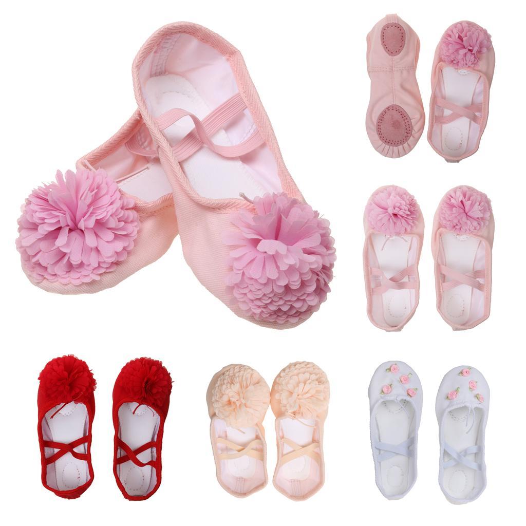 New Soft Dance Ballet Yoga Canvas Leather Split Sole Shoes For Child Girls