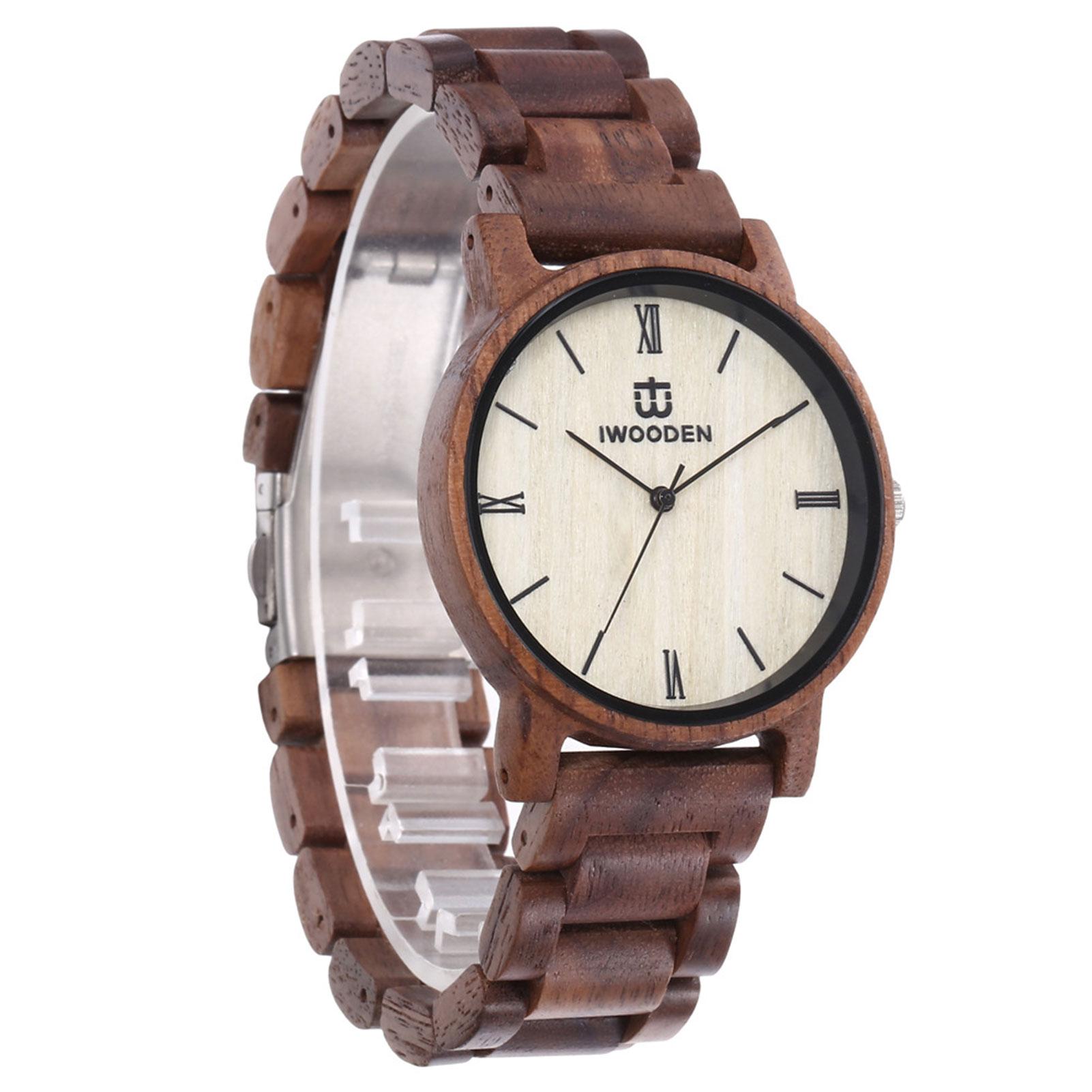 Đồng hồ nam bằng gỗ IWOODEN tương tự Thạch anh siêu nhẹ