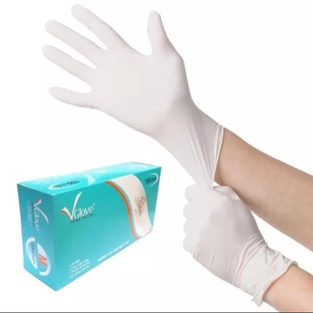 - SET 20 CÁI Găng Tay Y TẾ Bột VGlove - bao tay Y TẾ - Cao Su Y Tế Có Bột - màu cao su tự nhiên