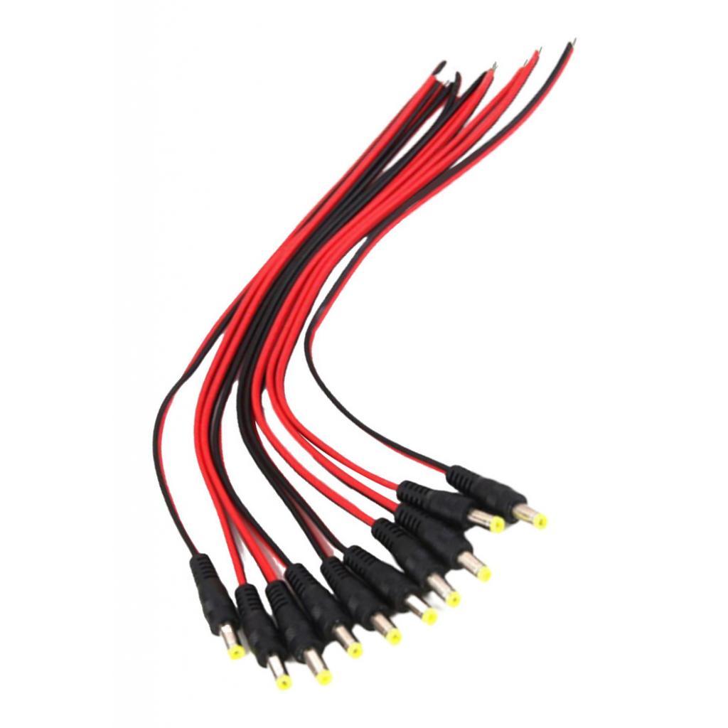 10 pcs 12V Male DC Power Socket Jack Connector Cable Plug Wire 5.5x2.1mm