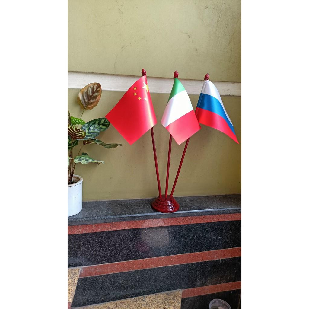 Cờ để bàn đế gỗ 3 các nước