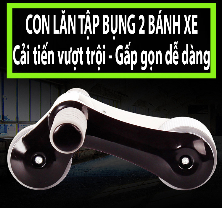 Con lăn tập bụng 2 bánh cải tiến gấp gọn (Trắng)