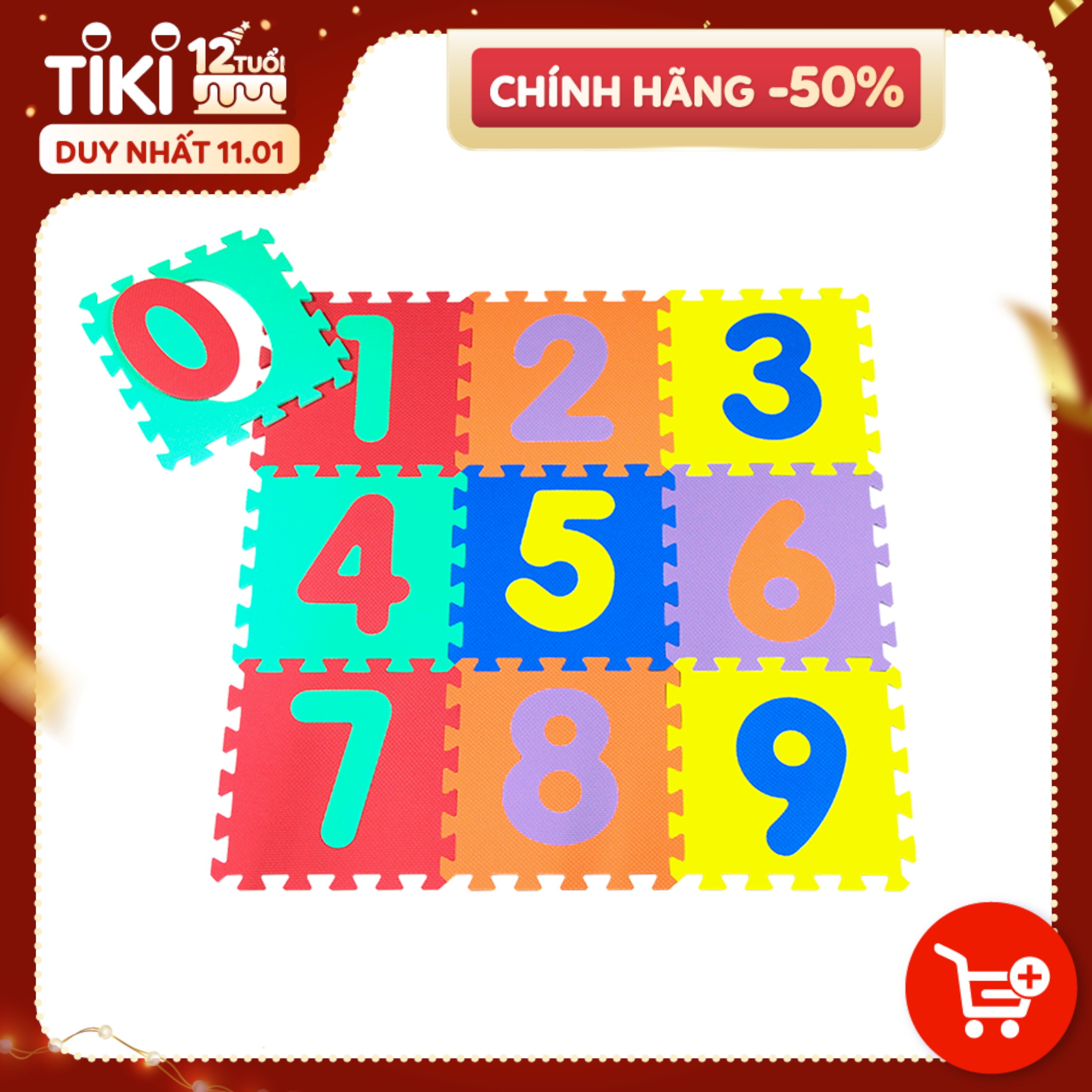 Thảm xốp lót sàn cho bé - chữ số (10 miếng, diện tích 1m2) Smile Puzzle_KHÔNG MÙI TIÊU CHUẨN CHÂU ÂU