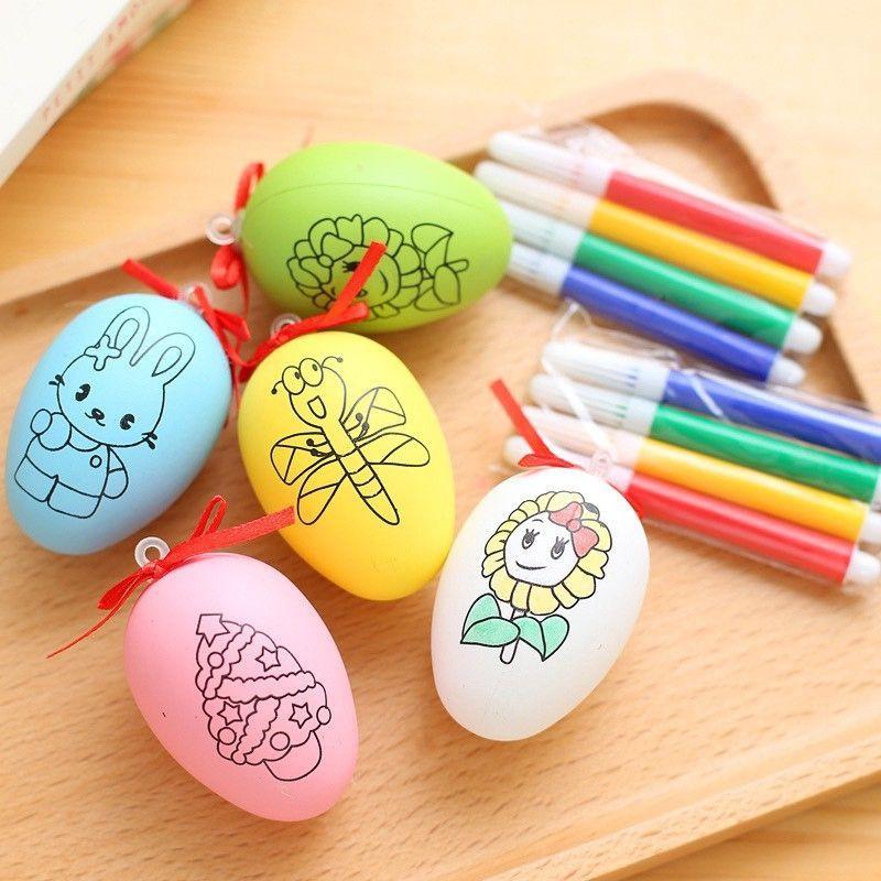 Đồ chơi tập tô trứng tô màu cho bé bằng nhựa cao cấp, tặng bộ bút màu sáng tạo học vẽ