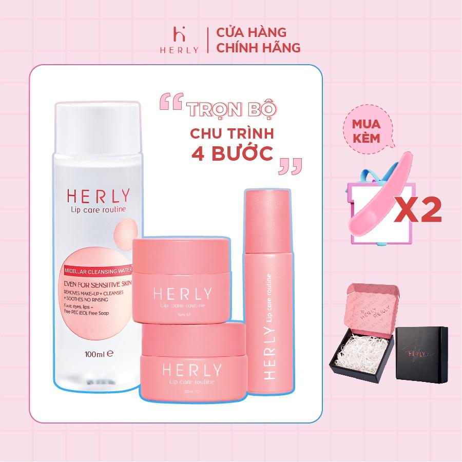 Bộ chu trình dưỡng môi 4 bước tái tạo sắc tố làm hồng môi toàn diện HERLY Lip Care Routine