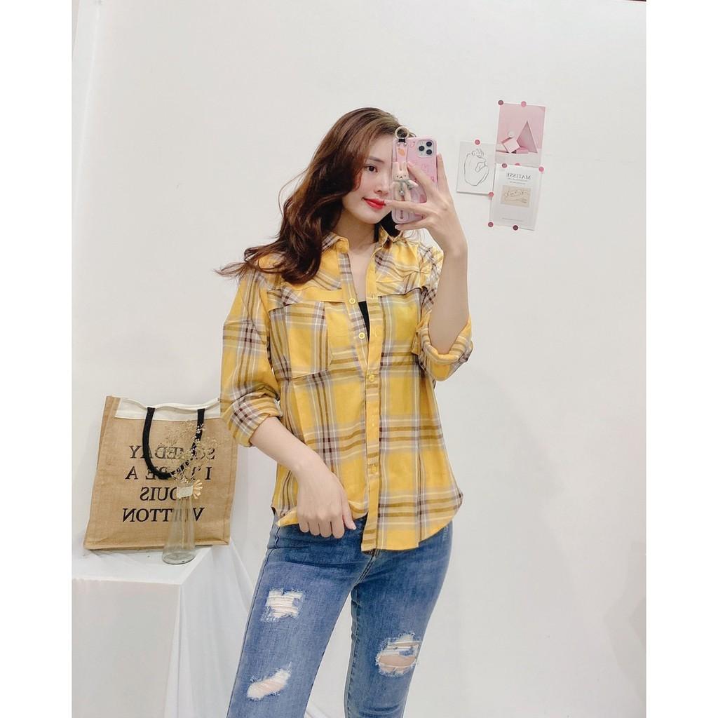 ÁO SƠ MI TAY DÀI CARO SỌC TO-hình thật shop chụp