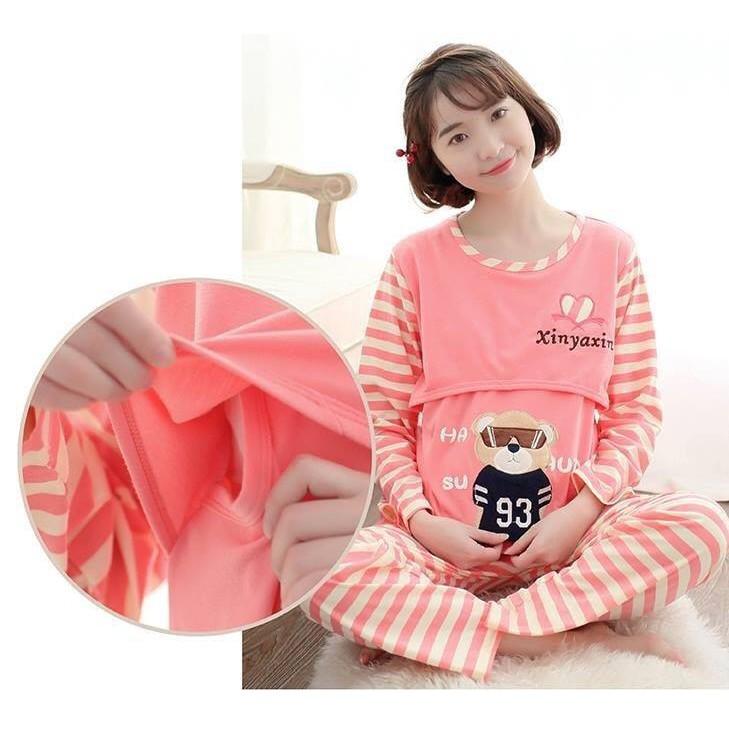 Bộ bầu dài tay mặc nhà cho con bú