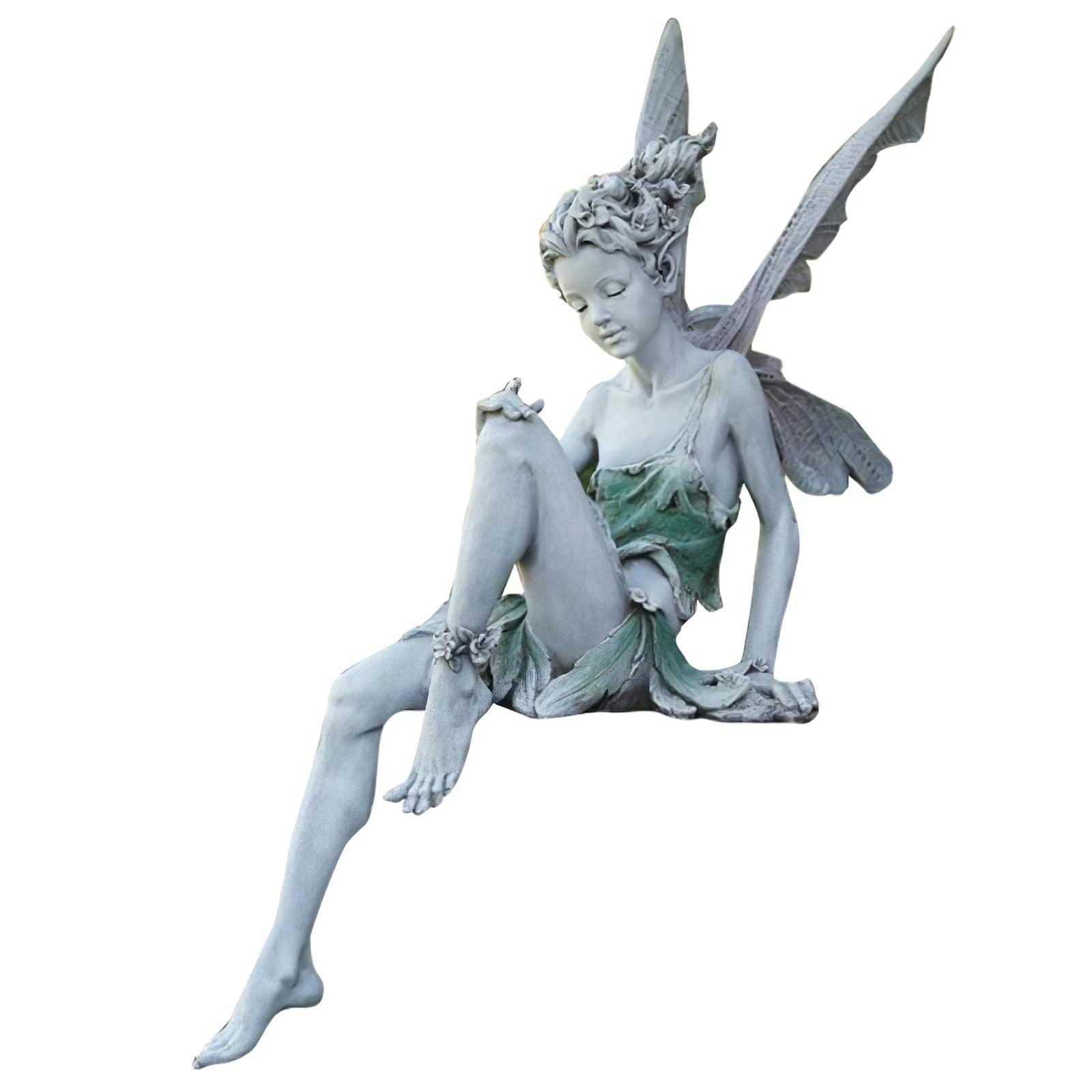 2pcs Fairy Statue Pond Figurine Home Sculpture Ornament Landscaping Craft