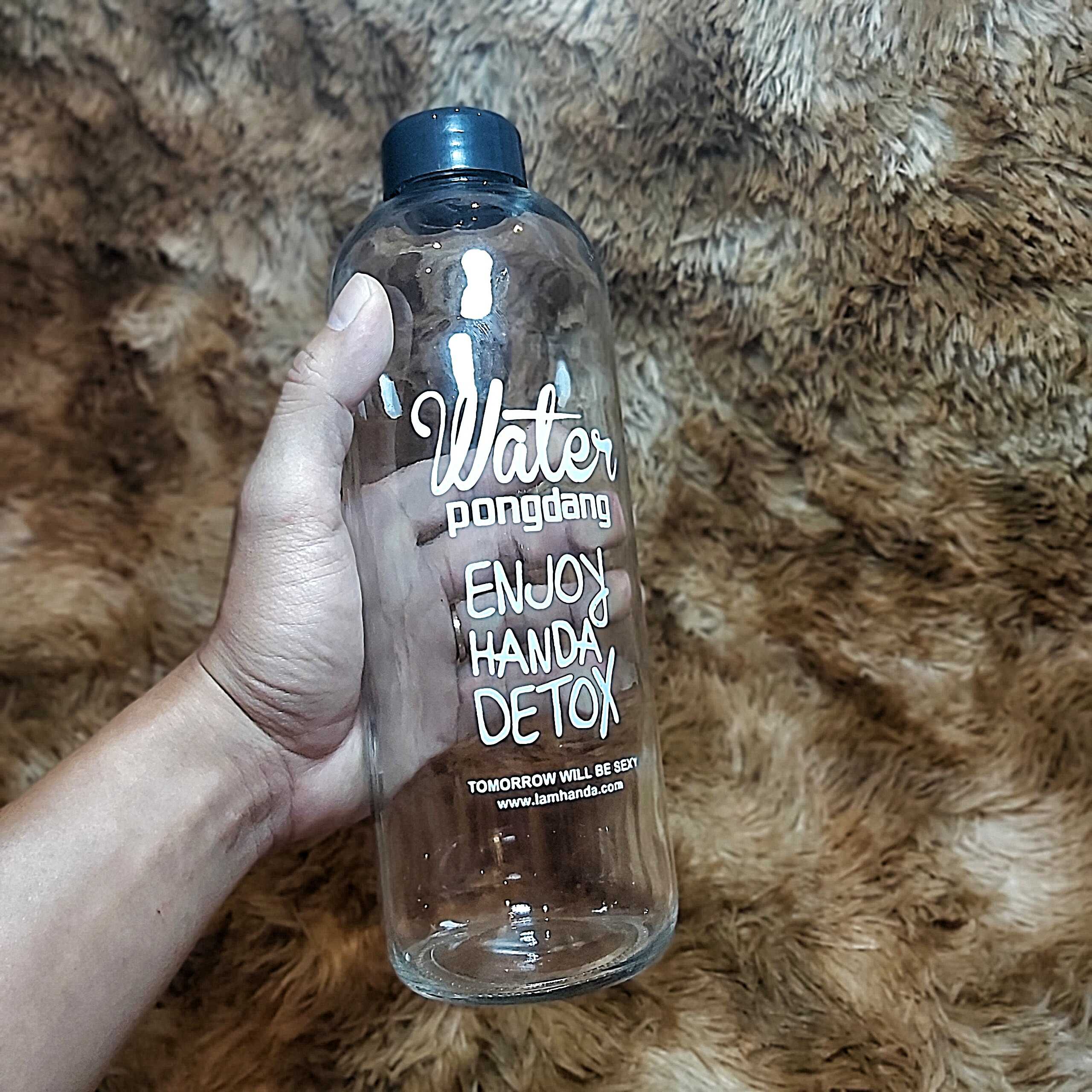 2 Chai Thủy Tinh đựng nước DETOX 1000ML mẫu Cao - Nắp nhựa có gioăng cao su