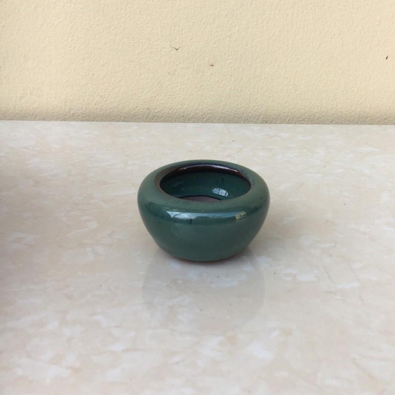 Chậu bonsai Tròn siêu mini men hỏa biến gốm Bát tràng 1 size BM-55