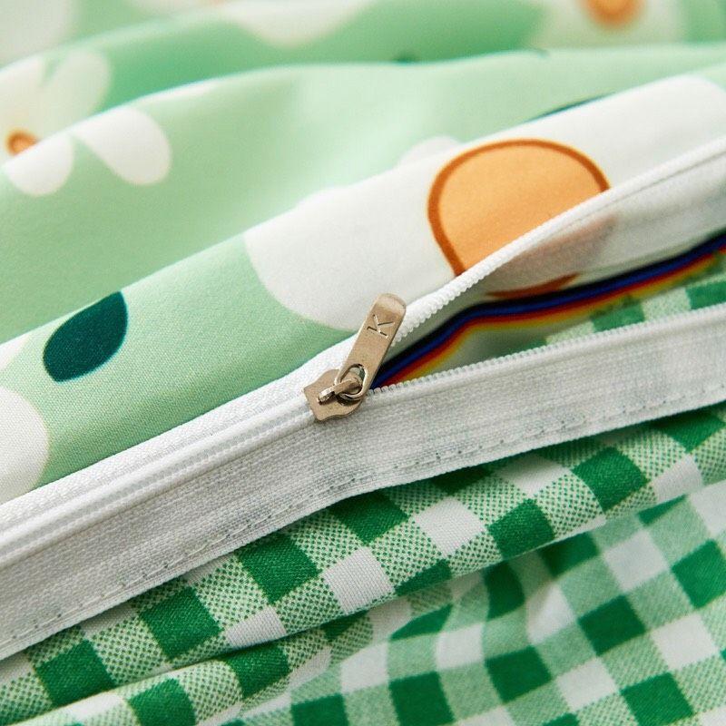 Bộ chăn ga gối hoa xanh Cotton Poly cao cấp LEEBedding, chăn ga Hàn Quốc, miễn phí bo chun drap ga giường theo yêu cầu