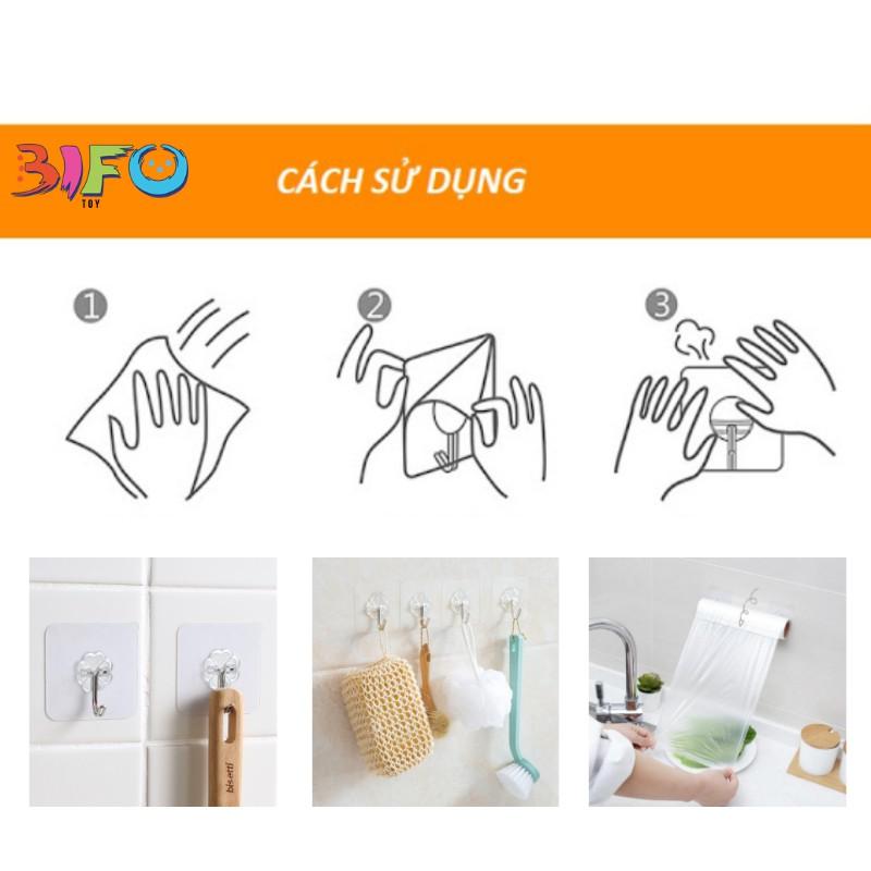 Combo 50 móc dán tường trong suốt, siêu dính, chịu lực treo đồ, quần áo, móc treo nhà tắm nhà bếp