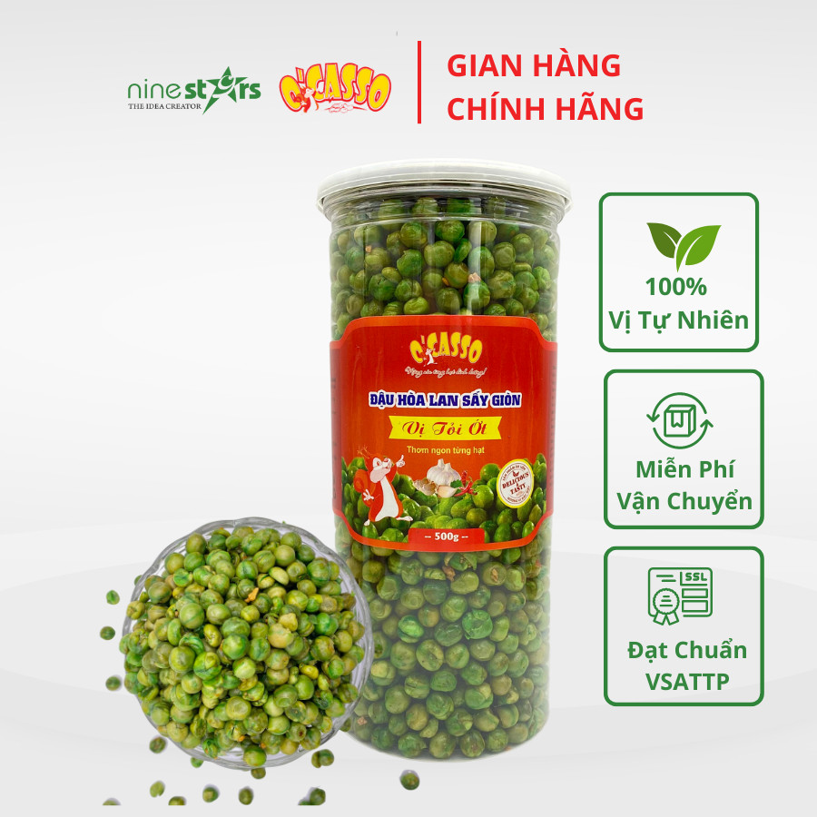 Hình ảnh Siêu Rẻ - Combo 3 Hộp Hạt Điều Rang Muối Vỏ Lụa Loại Cồ+ Đậu Hòa Lan Sấy Giòn Vị Tỏi Ớt + Đậu Hòa Lan Sấy Giòn Vị Muối O'Casso (500g/Hộp Nắp Thiếc)