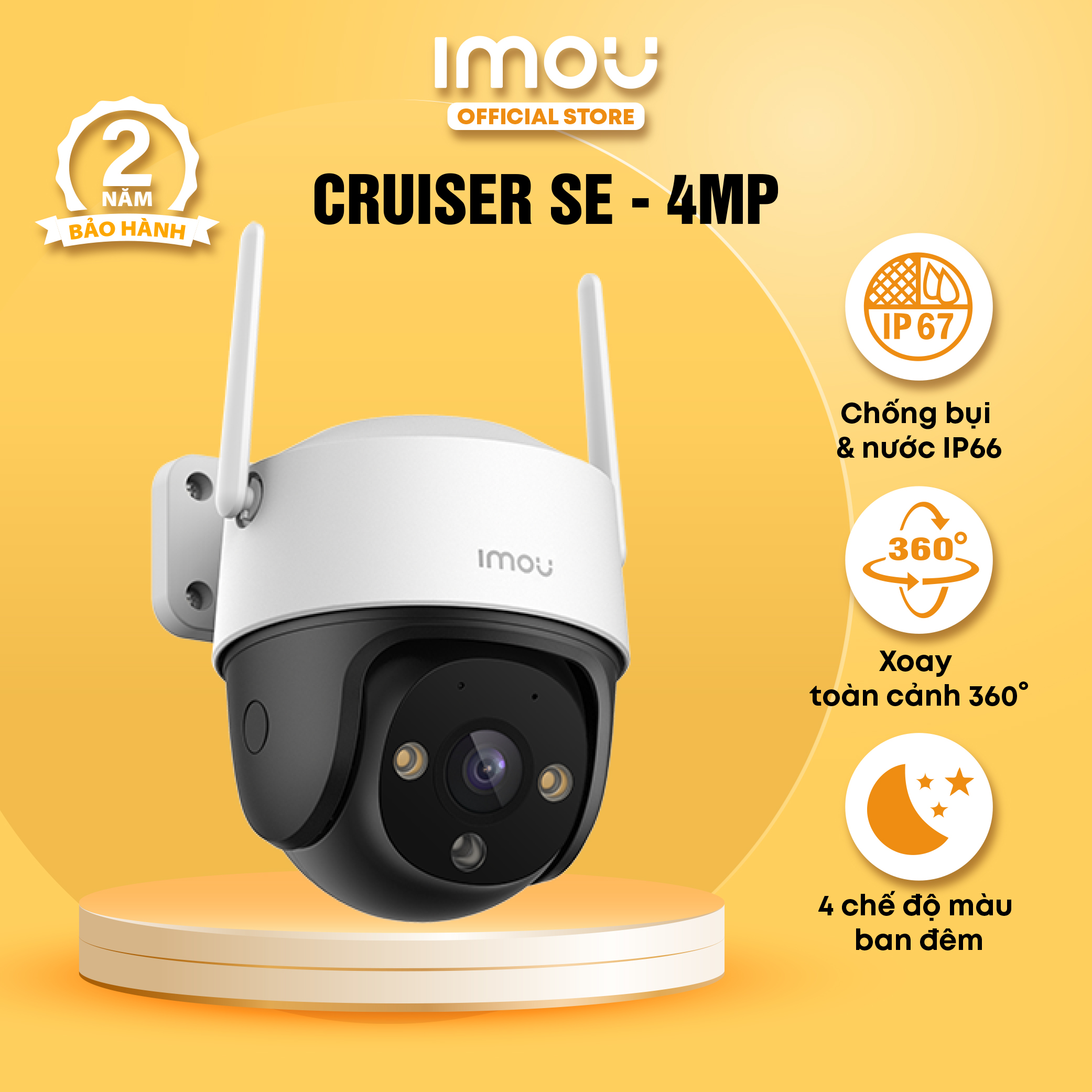 Camera Wifi Imou Cruiser SE  I Phát hiện con người I Đèn spotlight cảnh báo I 4 chế độ ban đêm I Hàng chính hãng