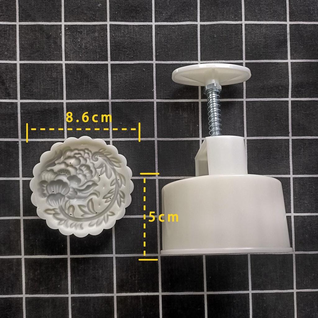 Khuôn bánh trung thu 3D 200g - 4 mặt mẫu hoa