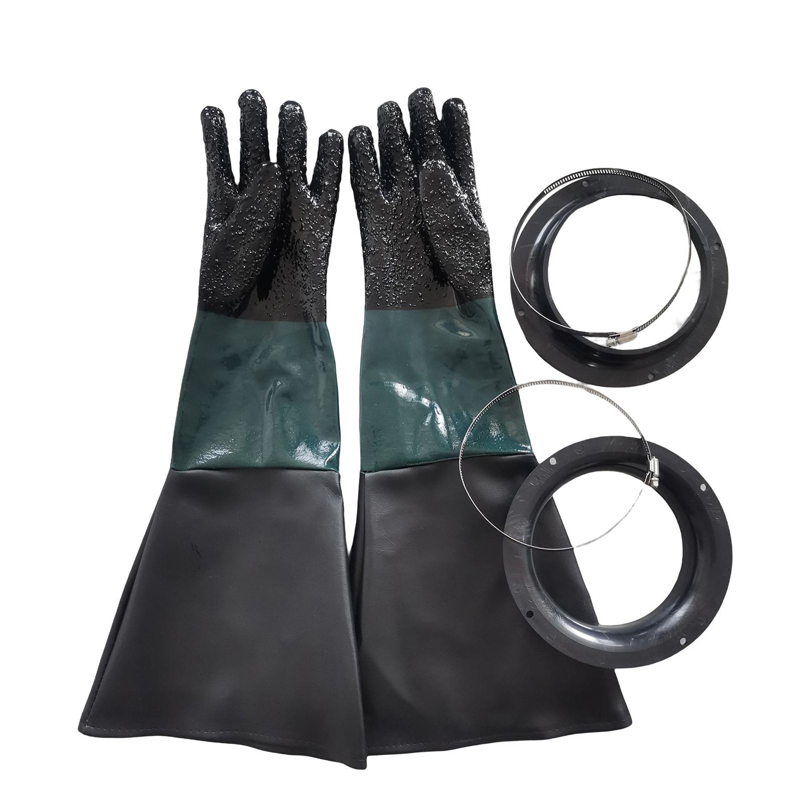 Professional Sandblasting Gloves with Clamp Hoop for Sandblasting Cabinet