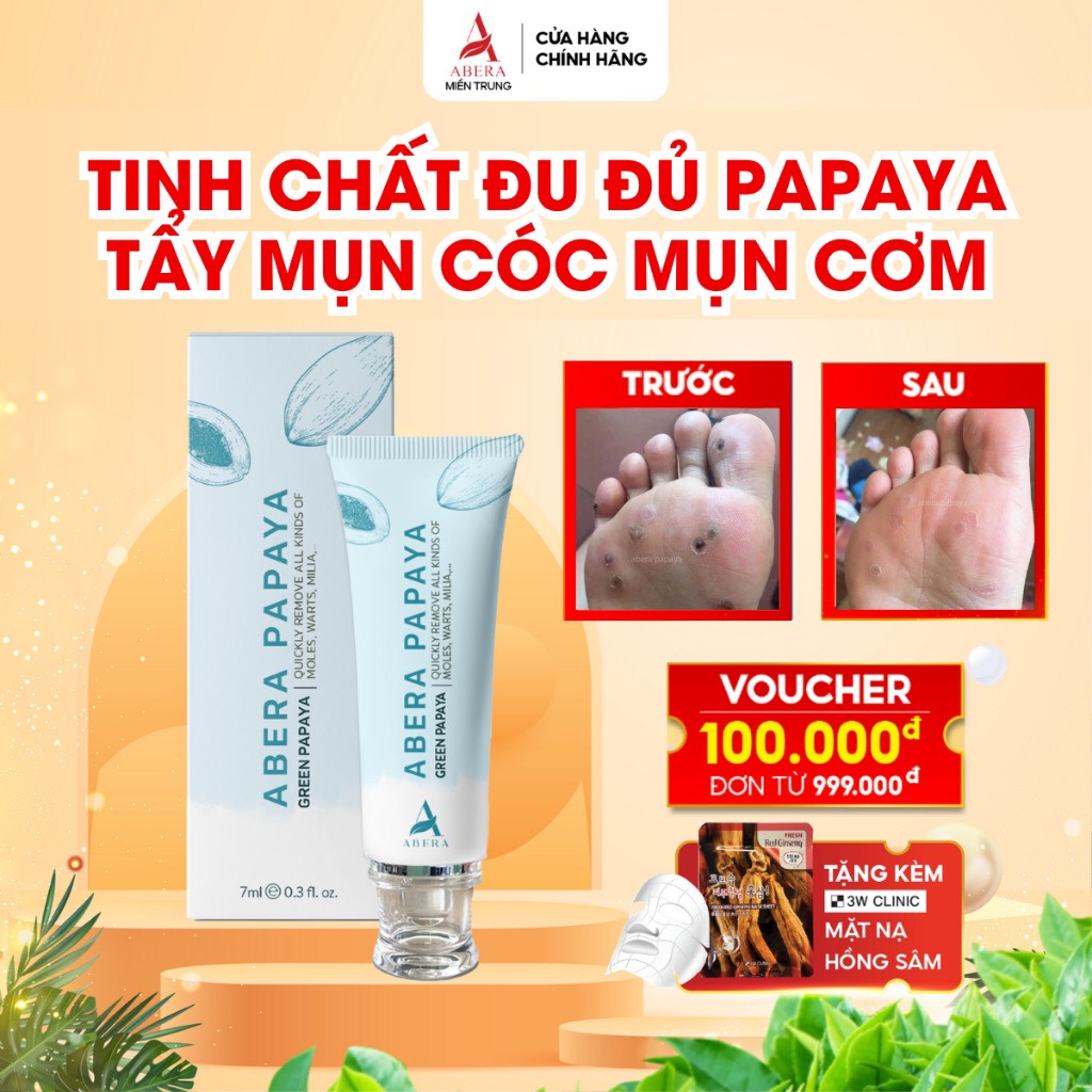 Tinh Chất Đu Đủ Xanh Abera Papaya 7ml - Tinh chất xử lý Mụn Cóc, Mụn Cơm,...