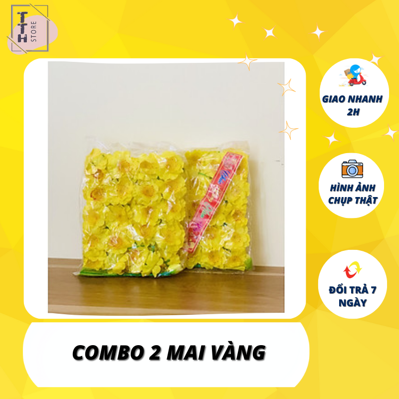 Combo 2 Bịch hoa mai giả trang trí tết kèm kẽm và lá