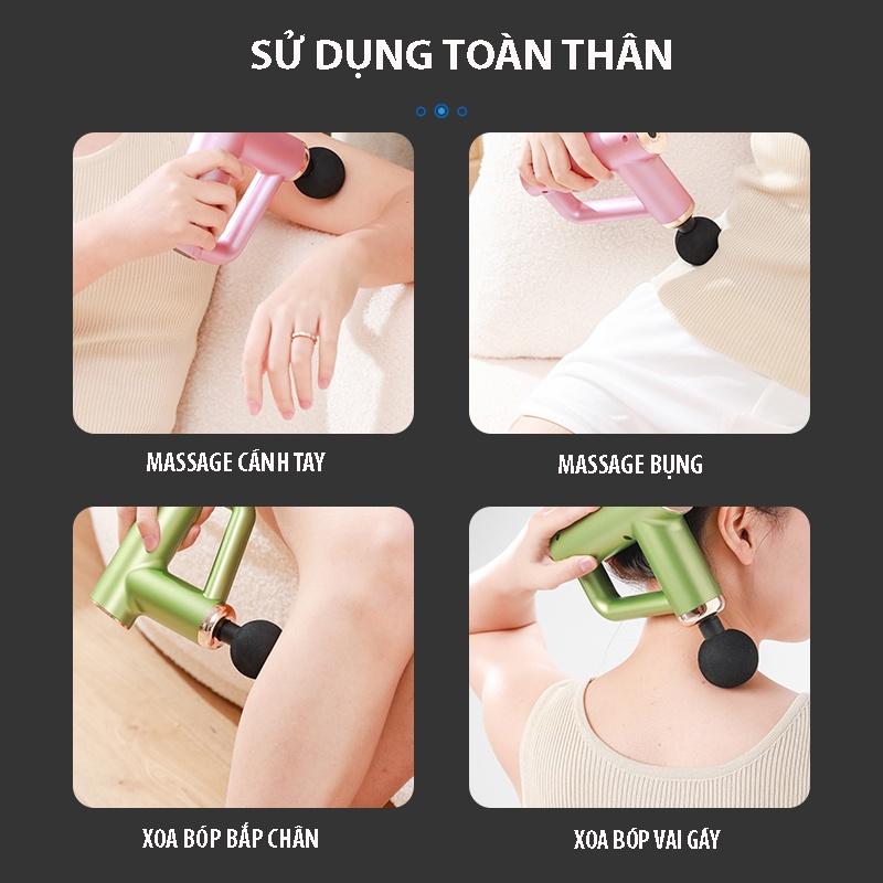 Súng Massage Fascial Gun 4 Đầu Trị Liệu 6 Chế Độ Mạnh Mẽ, Máy Massage Cầm Tay Thư Giãn Cơ Toàn Thân