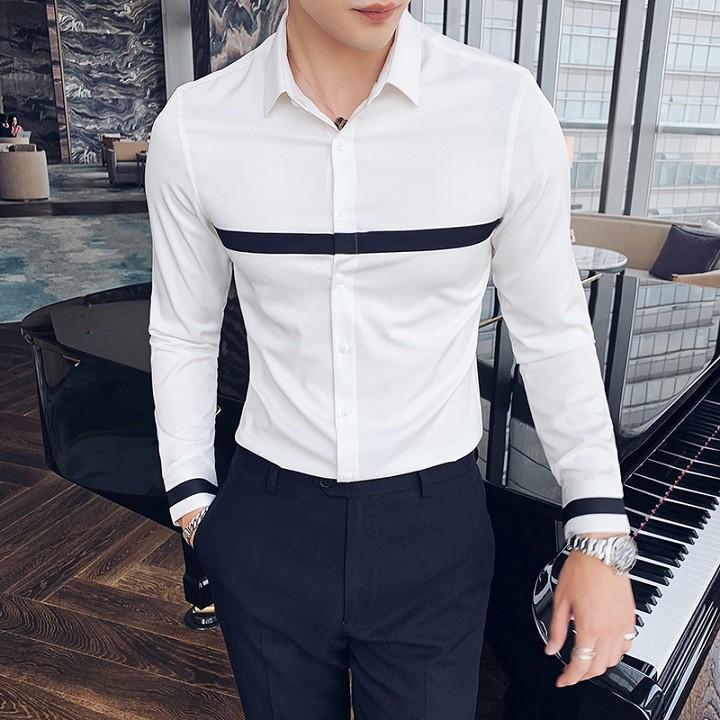 Áo sơ mi nam trắng - Sơ mi trắng nam công sở viền cánh tay thoáng mát, không nhăn