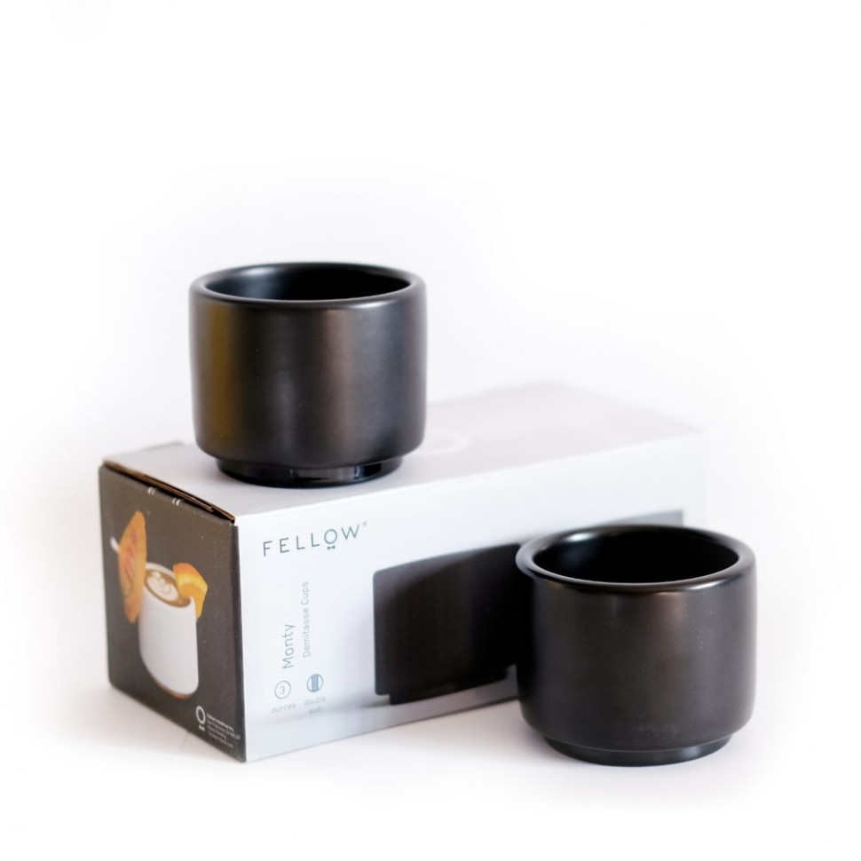Ly sứ 2 lớp Fellow Monty Milk Art Cups - Espresso - 3oz - Màu đen - Hộp 2 cái ( set of 2 ) - [ Hàng Chính Hãng ]