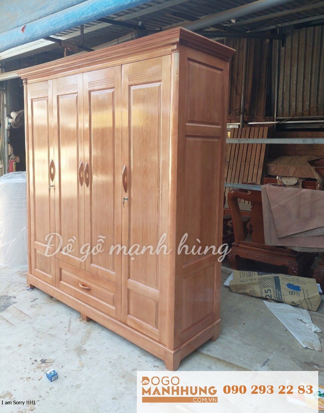 Tủ quần áo gỗ sồi tự nhiên 2m x 2m10