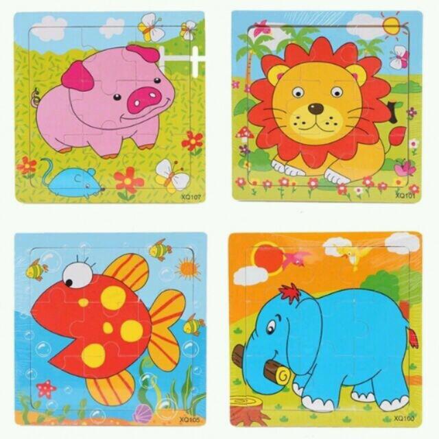 Đồ chơi tranh ghép gỗ 9 miếng hình động vật - giao thông cho bé
