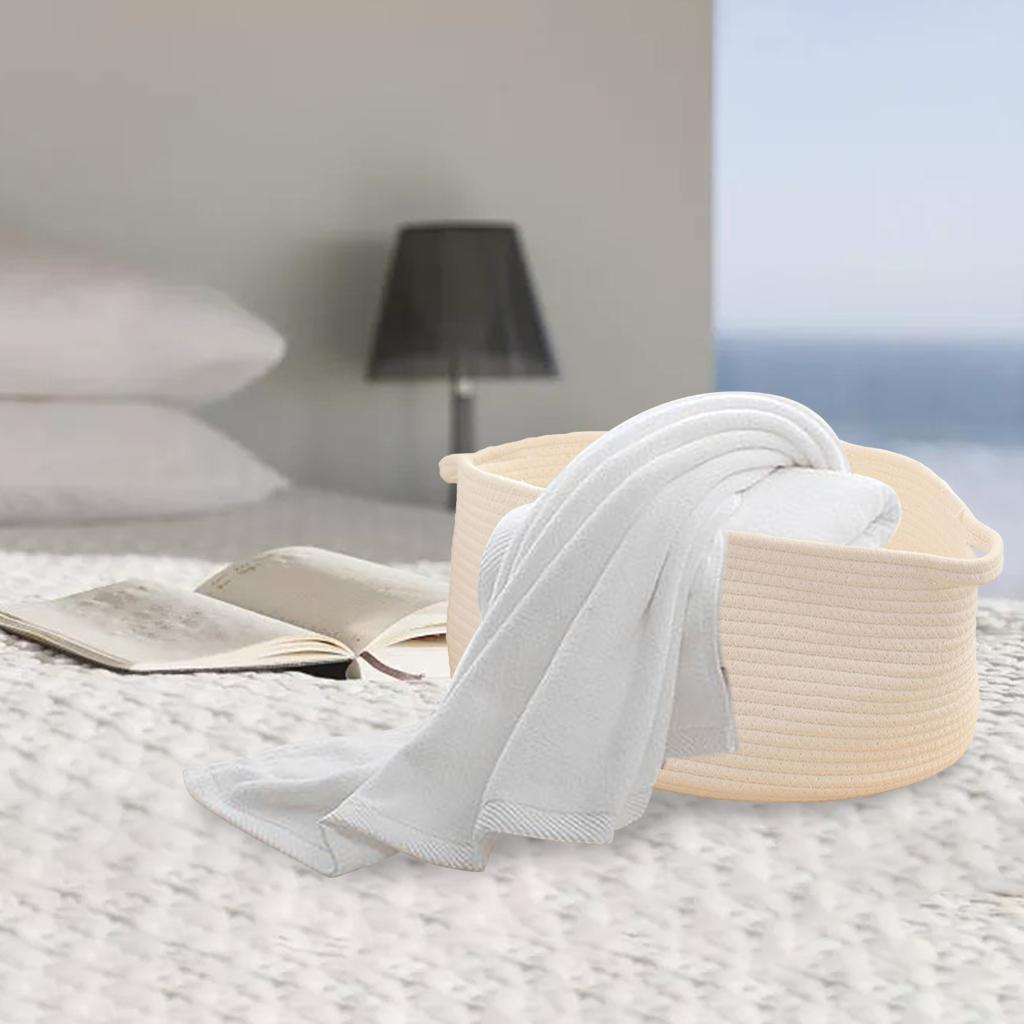 Homyl Oval Cotton Rope Woven Basket Laundry Hamper for Sundries Toys