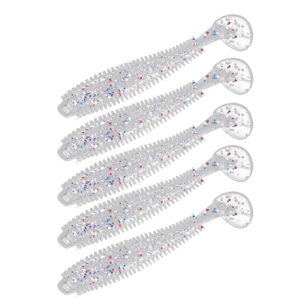 5 Pieces PVC Fishing Lure Bait Artificial Bait Tackle with T-tail