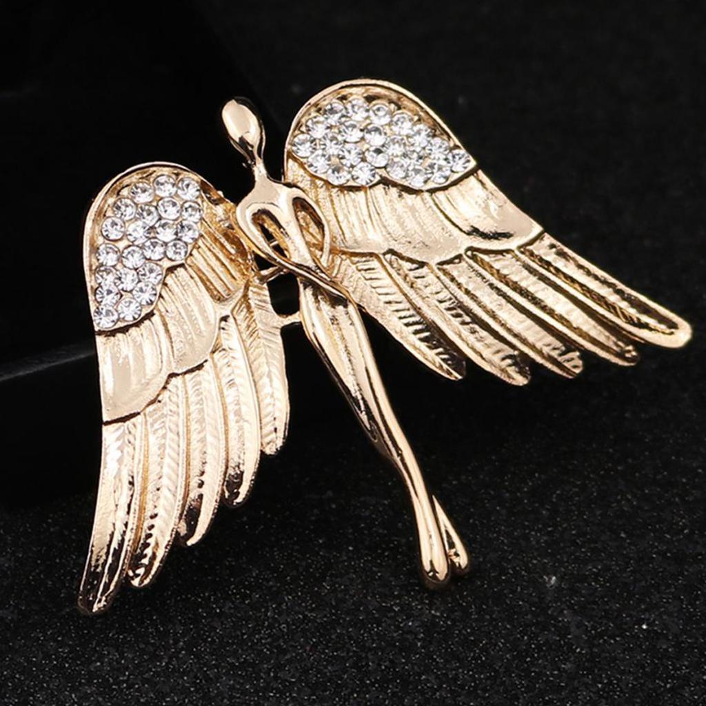 2-4pack Fashion Angel Wings Brooch Charming Crystal Brooch Pin for Men Women