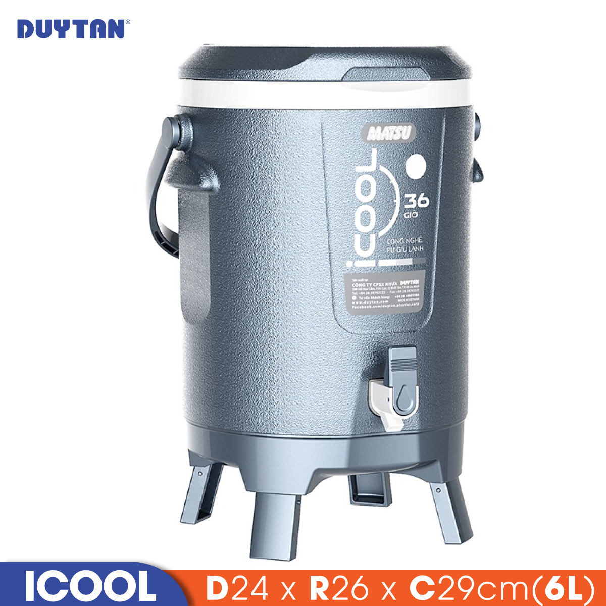 Bình đá giữ nhiệt nhựa Duy Tân Icool 6 lít - 05264 - Hàng chính hãng