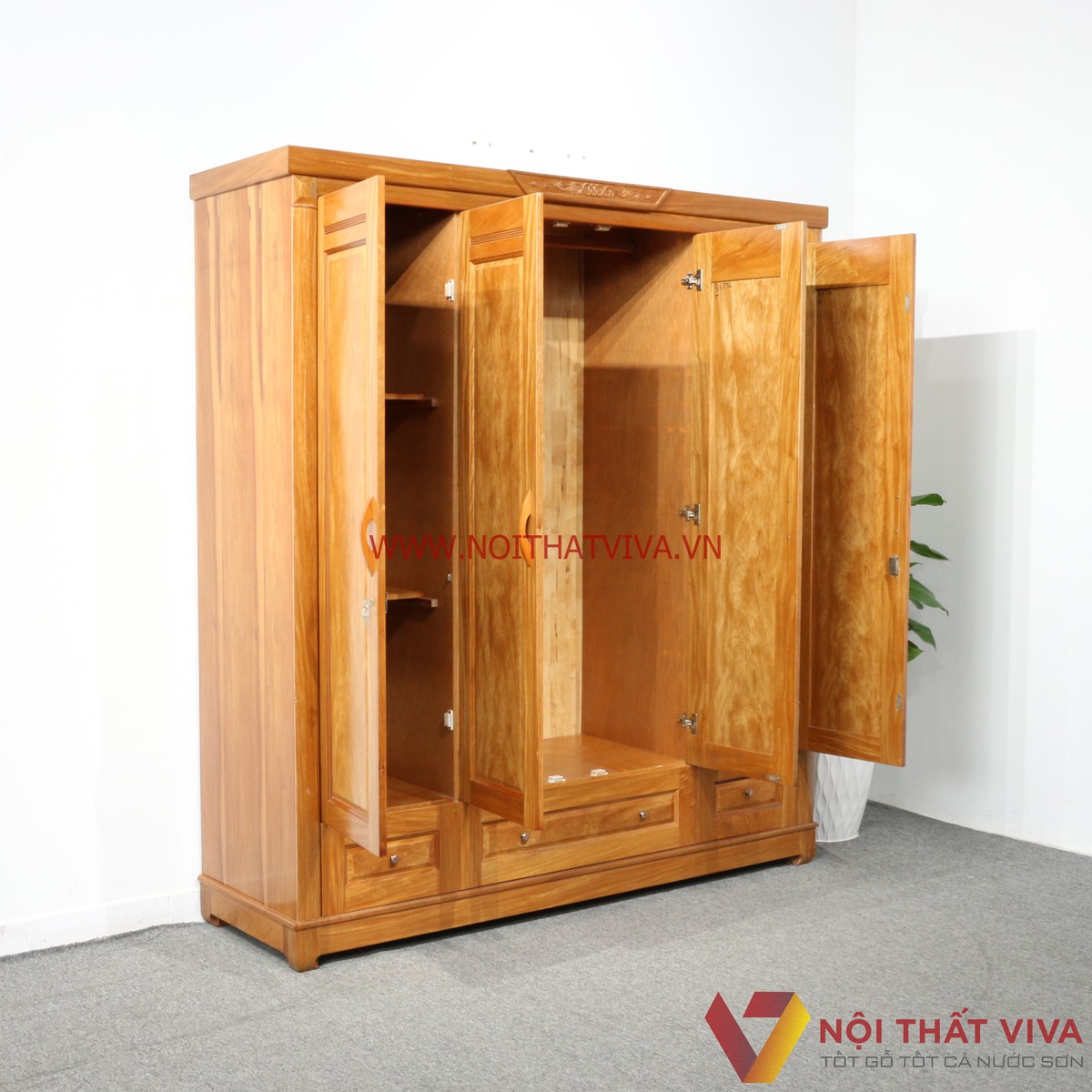 Tủ Quần Áo Gỗ Đinh Hương 4 Cánh Hiện Đại Bền Đẹp