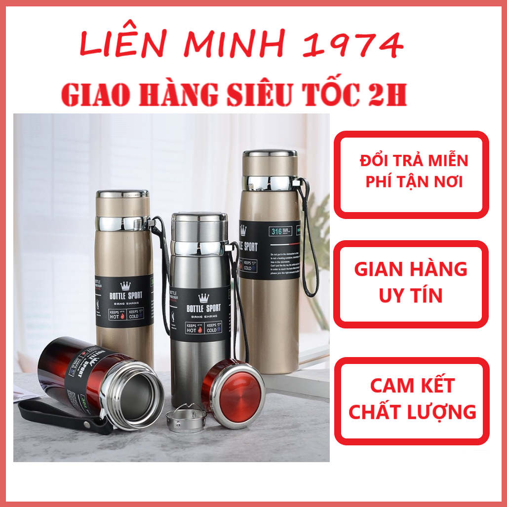 Bình Giữ Nhiệt Inox BOTTLE SPORT Dung Tích 800ml Có Nắp Lọc Trà Lõi Thép Chống Gỉ Cao Cấp